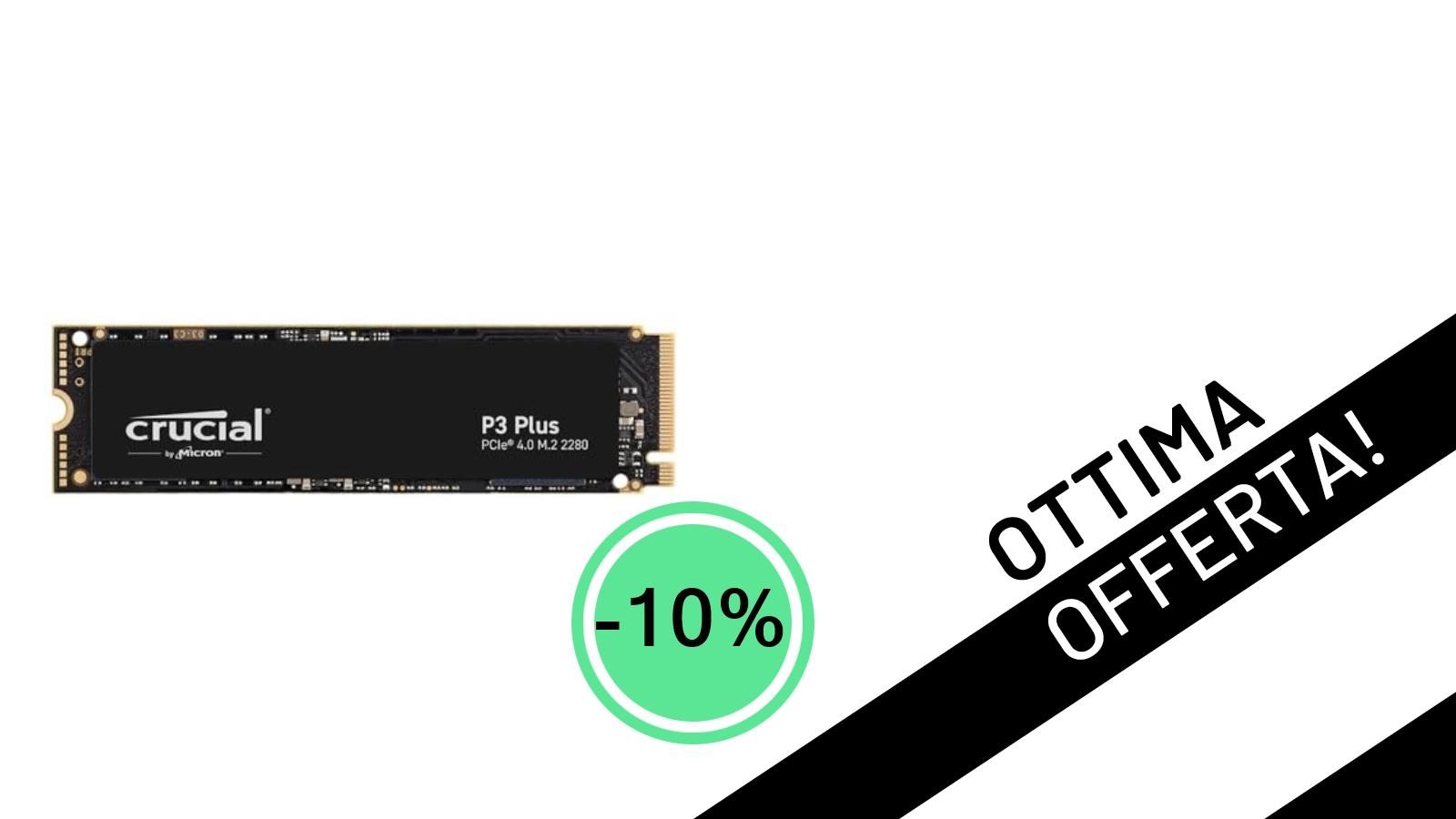 Offerta Lampo: Crucial P3 Plus 4TB NVMe SSD a un prezzo incredibile!