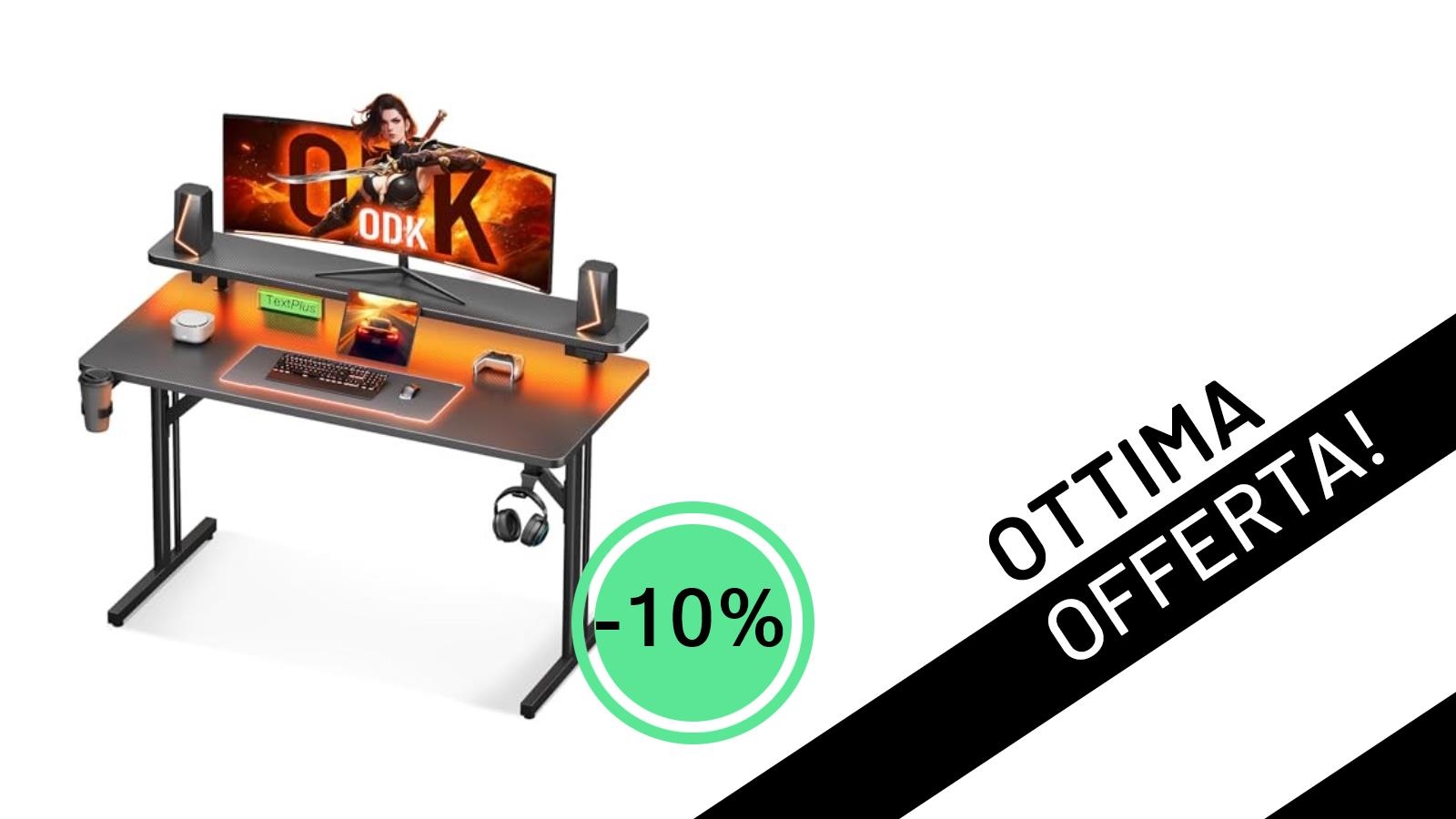 ODK Scrivania Gaming con Luci LED: La Postazione Perfetta Scontata del 10% a soli 89,99€!