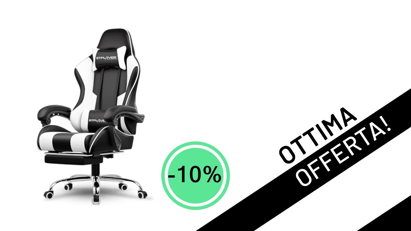 GTPLAYER Sedia Gaming Ergonomica: L'occasione Perfetta per un Comfort Imbattibile a Soli 117,60€!