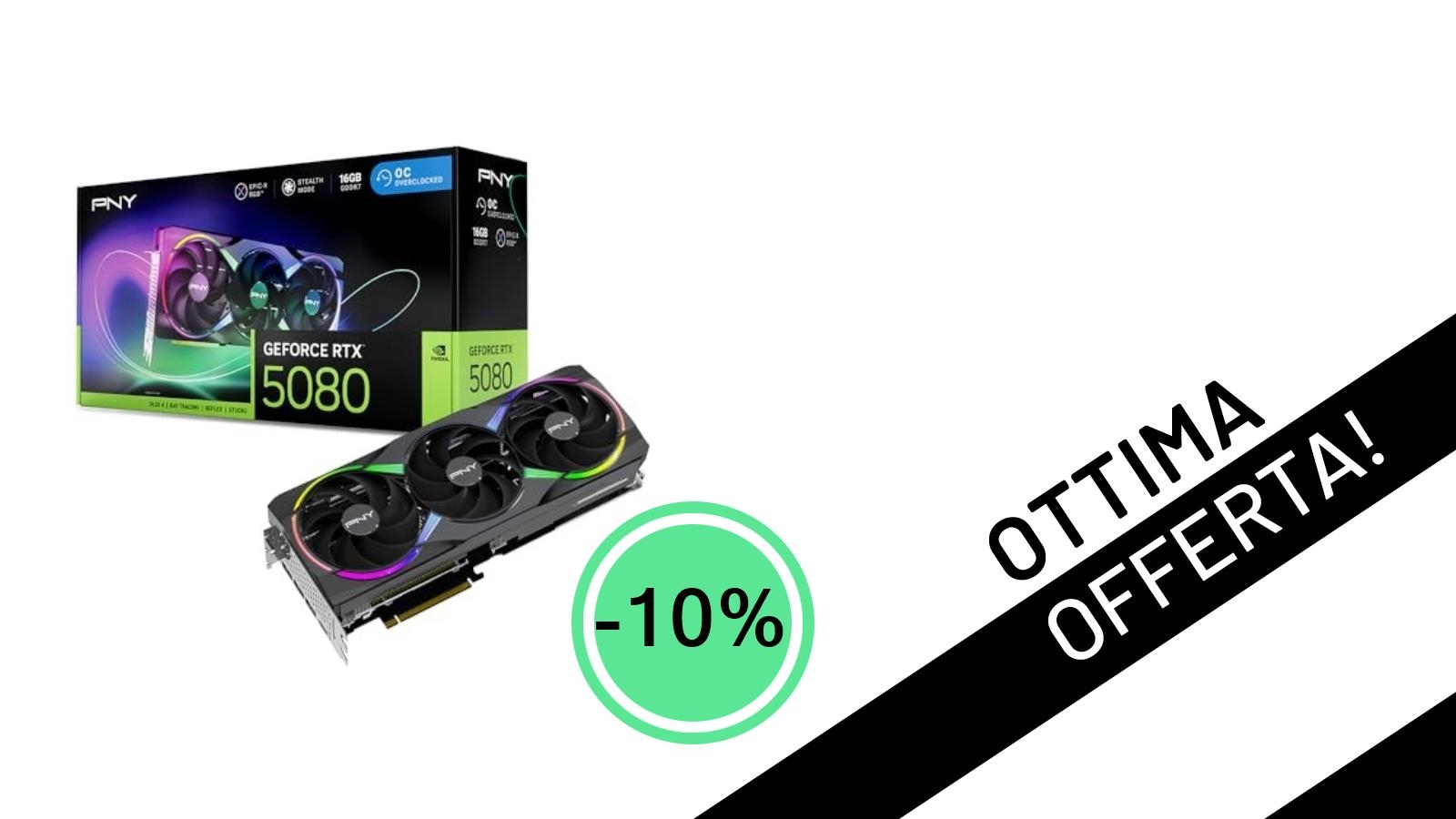 PNY GeForce RTX 5080 16GB: Potenza di Nuova Generazione Scontata del 10%!