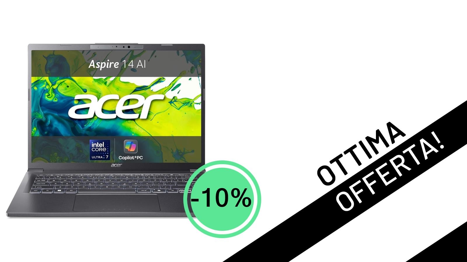 Acer Aspire 14 AI Laptop | Schermo OLED e Intel Core Ultra 7 in Offerta a 849€!