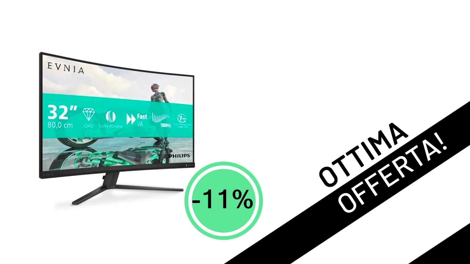 Philips Evnia 32M2C3500L: Il Monitor Gaming Curvo QHD da 32" a un prezzo incredibile!