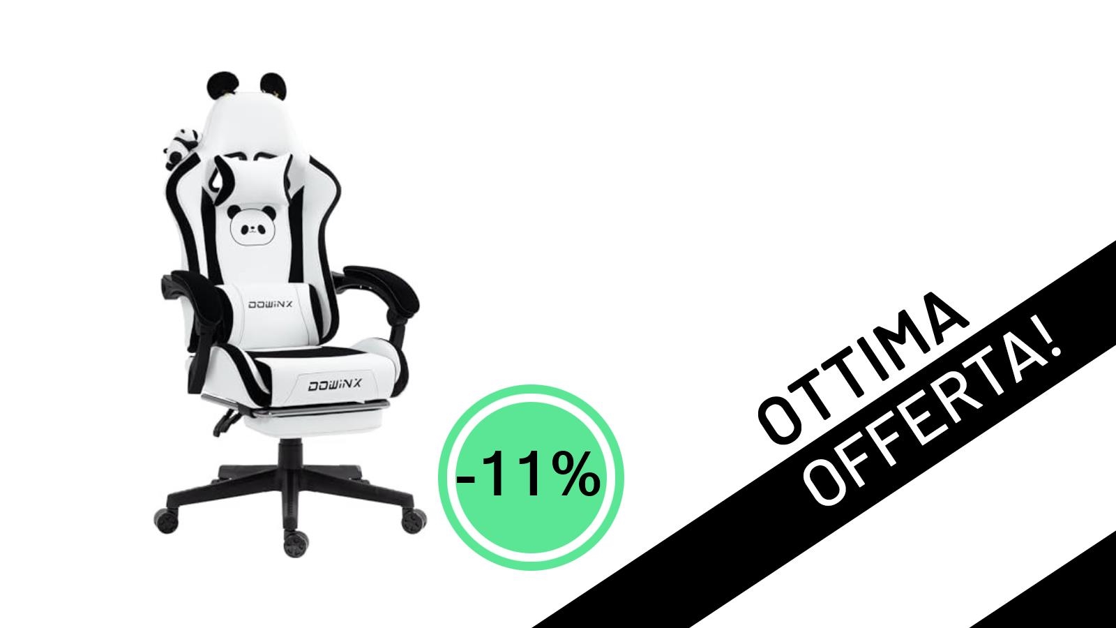 Sedia Gaming Dowinx Sweet Panda Edition: Comfort Ergonomico e Stile Unico con il 11% di Sconto!