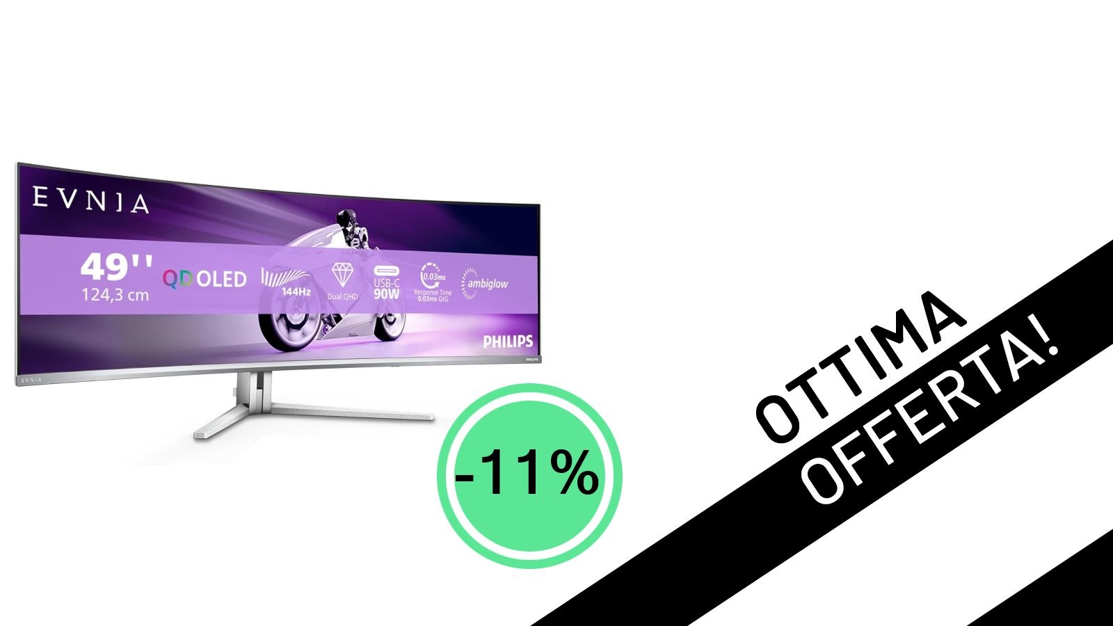 Philips Evnia 49M2C8900L: L'OLED Curvo da 49 Pollici per il Gaming Estremo Scontato del -11%!
