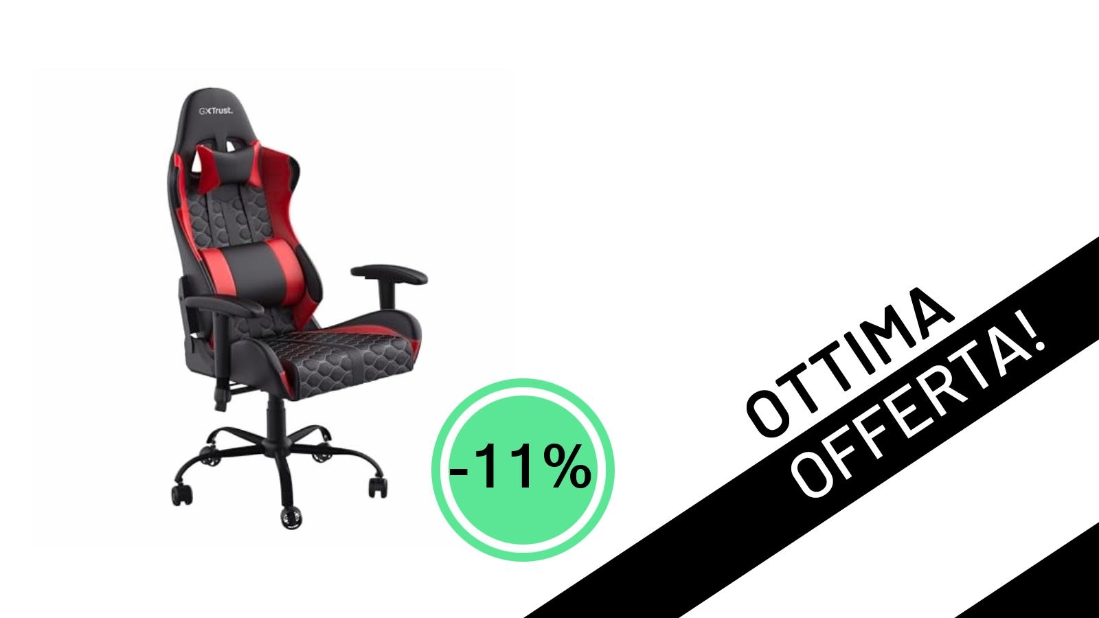La Sedia Gaming Trust GXT 708R Resto è in offerta: comfort premium al <strong>miglior prezzo</strong>!