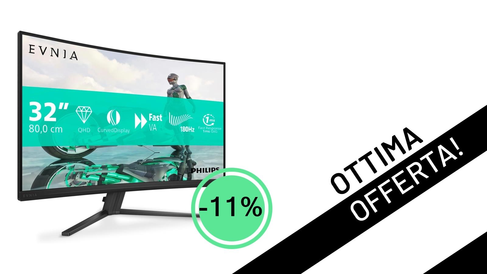 Philips Evnia 32M2C3500L: Il Monitor Gaming Curvo QHD da 32" a un prezzo incredibile!