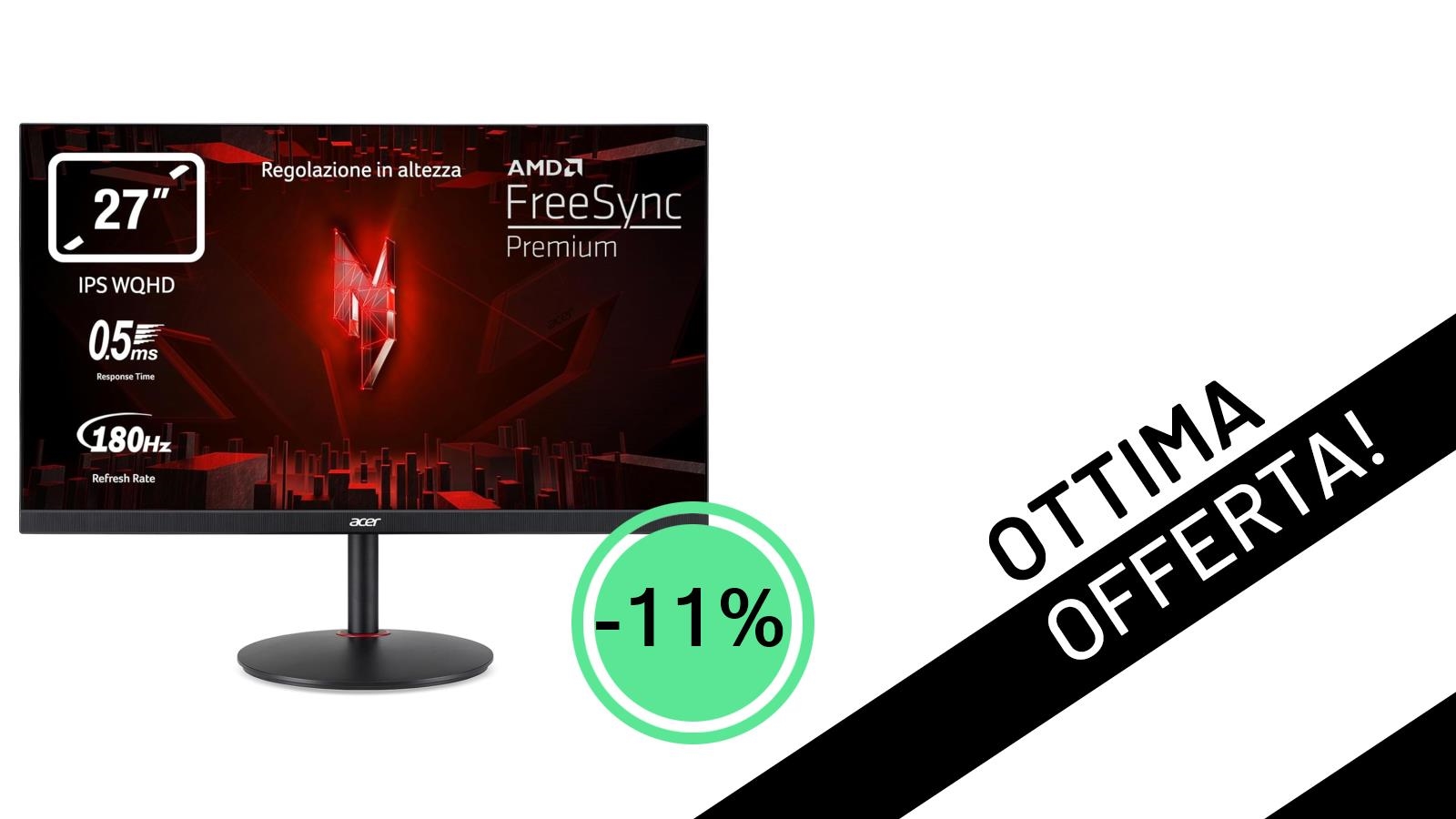 Acer Nitro XV271UM3bmiiprfx: Il Monitor Gaming WQHD da 180Hz a un Prezzo Incredibile!