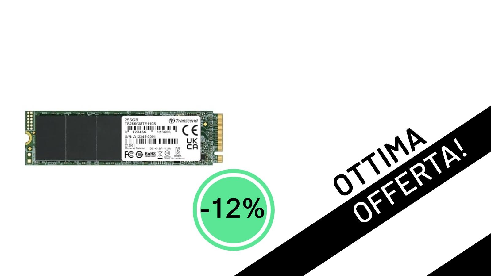 Offerta Imperdibile: SSD NVMe Transcend MTE110S da 256GB a soli 29,82€!