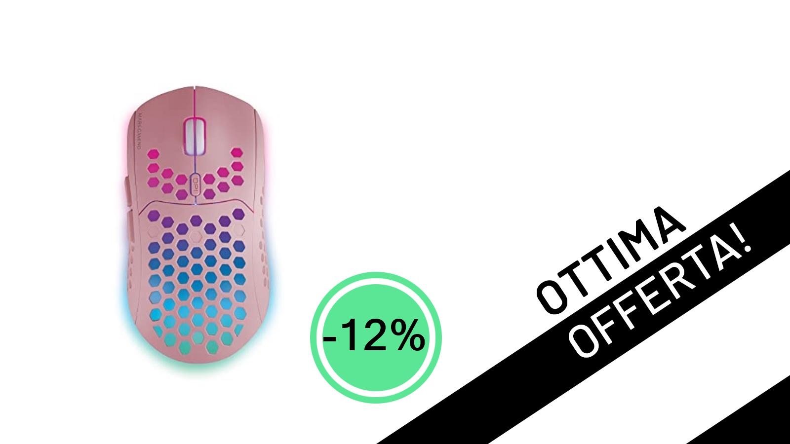 Mars Gaming MMW3P: Il Mouse Gaming Rosa Ultraleggero Scontato del 12% a Soli 14,50€!
