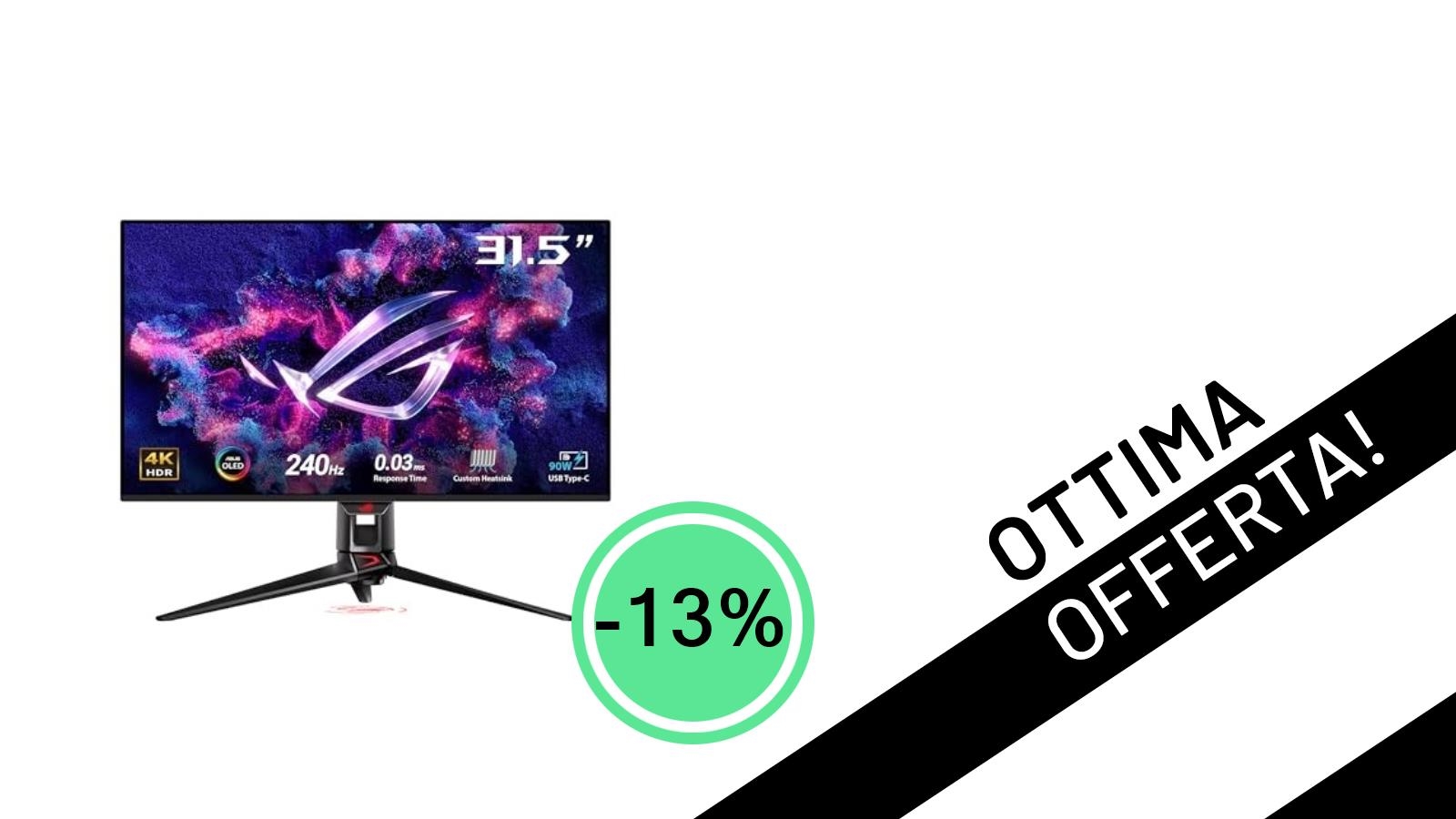 Offerta Irripetibile: Il Monitor Gaming ASUS ROG Swift OLED PG32UCDM 4K a 240Hz al Prezzo Scontato di 1.299,00€!