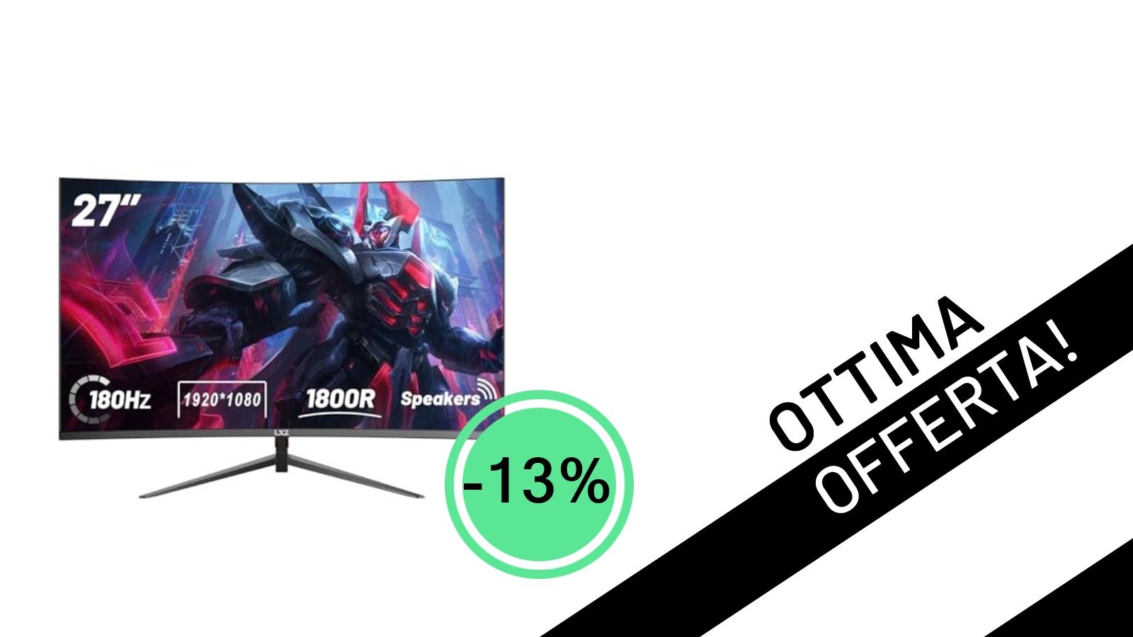 Monitor Gaming Curvo LXZ 27 pollici: l'immersione a 180Hz è tua a soli 129,99€!