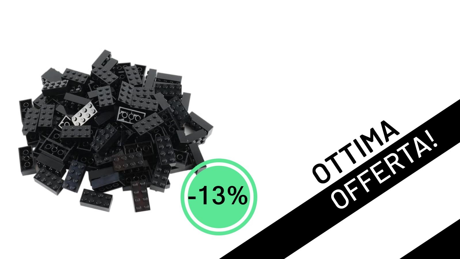 LEGO Classic: 100 Mattoncini Neri 2x4 e Separatore in Offerta Imperdibile al -13%!