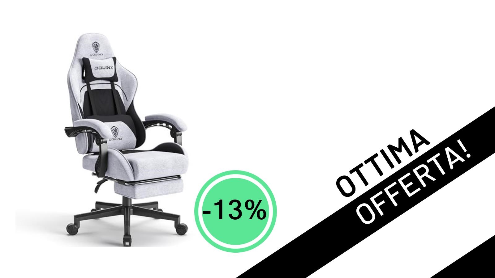 Dowinx: La Sedia Gaming Ergonomica con Massaggio e Poggiapiedi Crolla a soli 139,99€!
