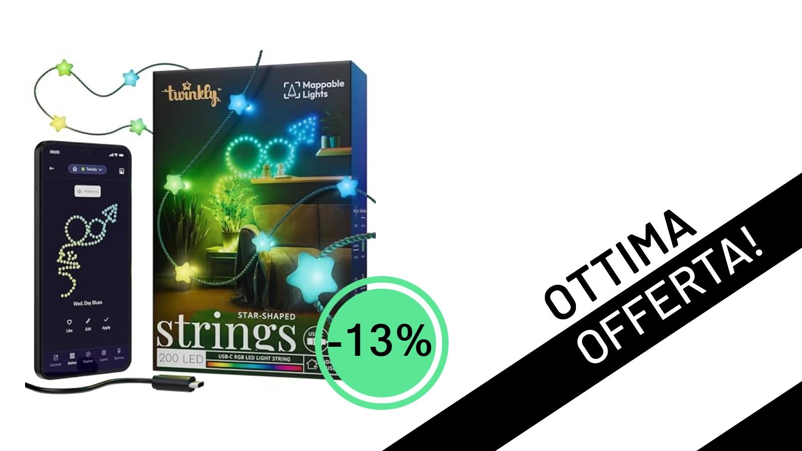 Illumina Ogni Momento: Le Twinkly Strings USB-C Star 200 LED in Offerta Esclusiva a 60,99€!