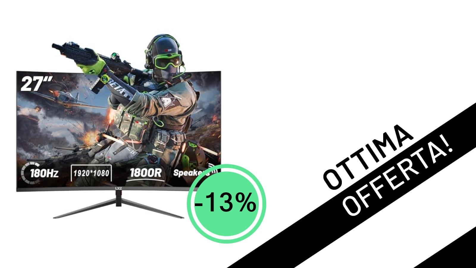 Monitor Gaming Curvo LXZ 27 pollici: l'immersione a 180Hz è tua a soli 129,99€!
