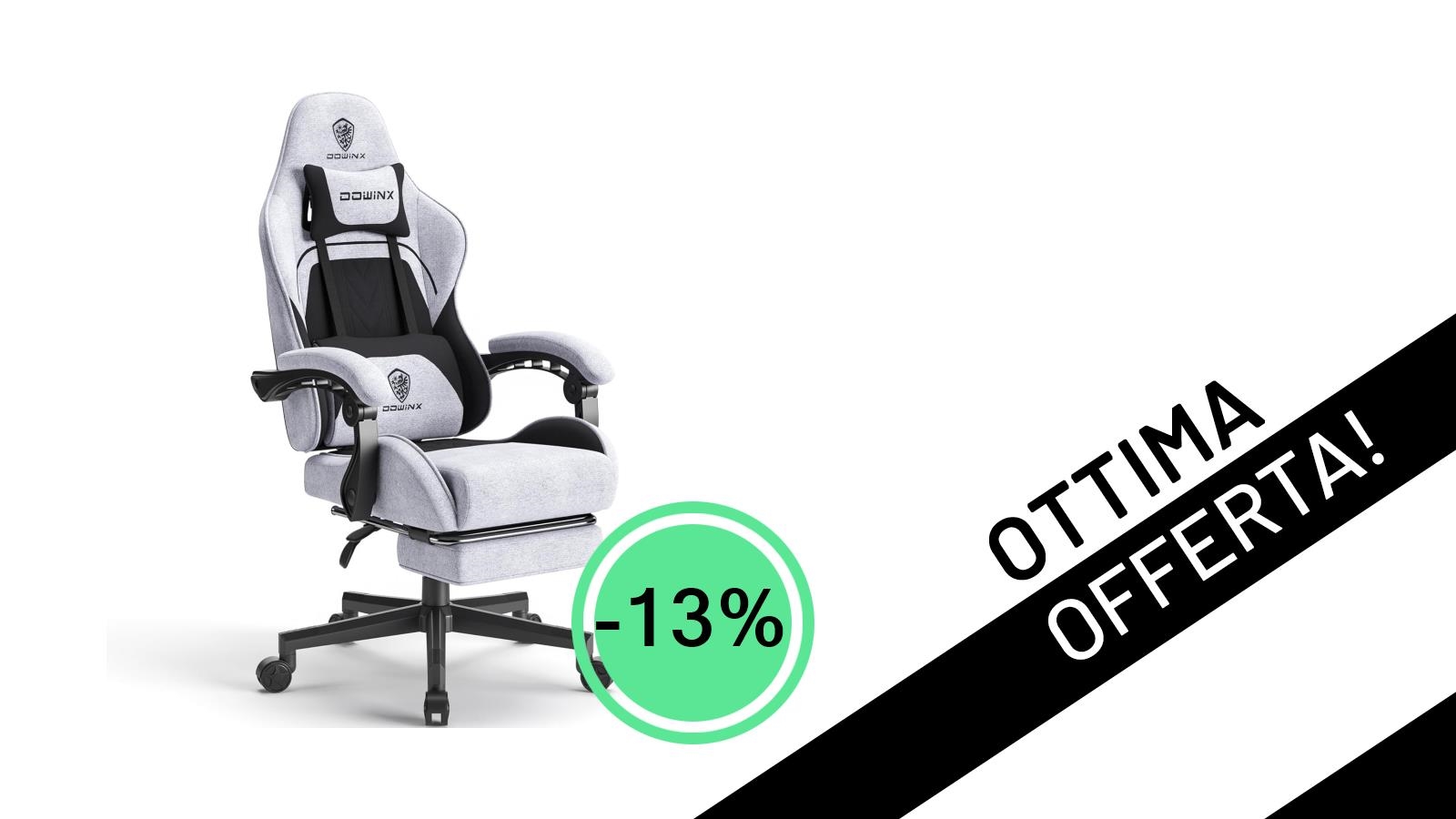 Dowinx: La Sedia Gaming Ergonomica con Massaggio e Poggiapiedi Crolla a soli 139,99€!