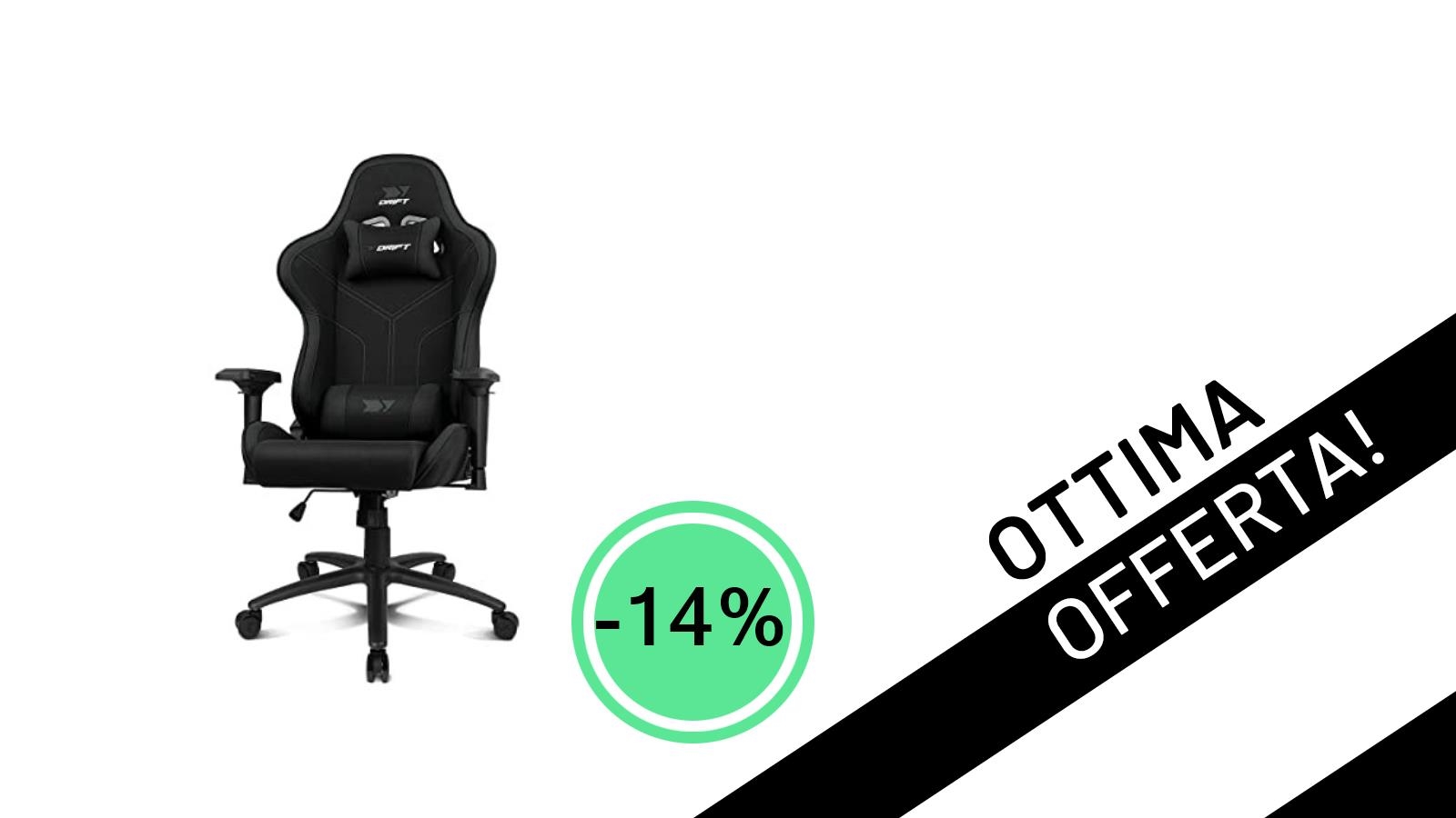 Offerta imperdibile: la sedia gaming Drift DR110BK al minimo storico con il -14%!