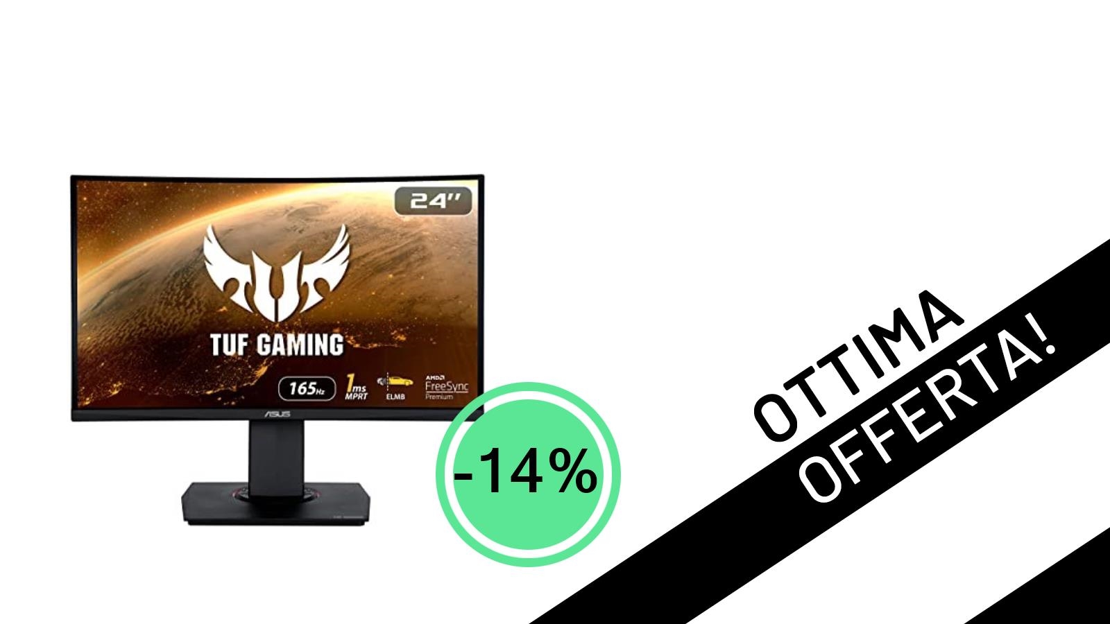 ASUS TUF Gaming VG24VQR: Il Monitor Curvo da 165Hz in Offerta Imperdibile a 240€!