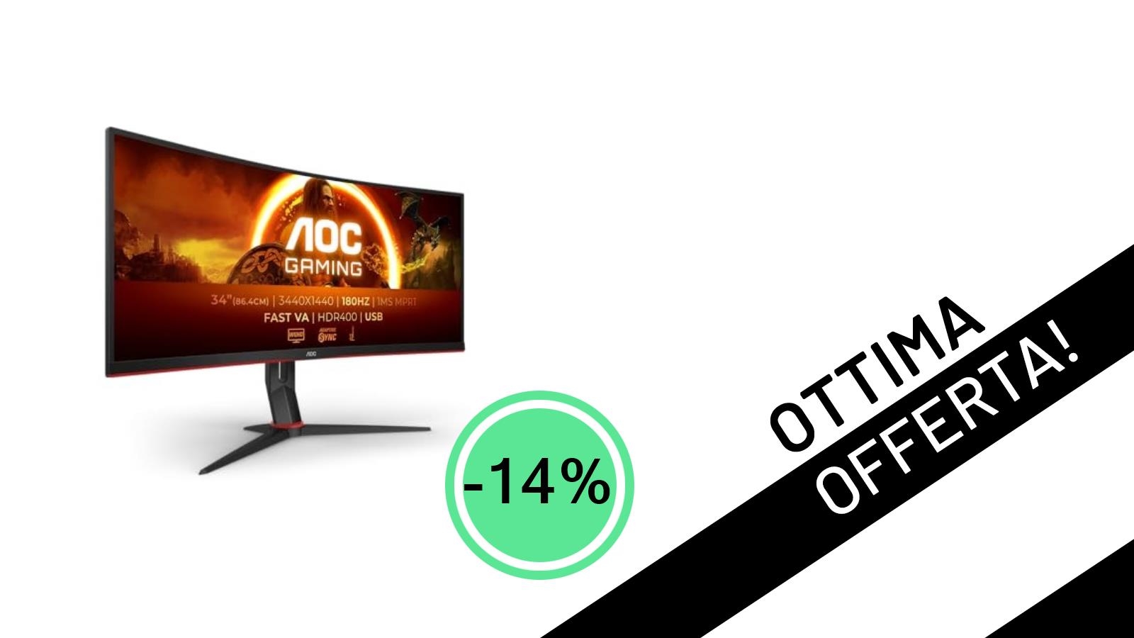 AOC Gaming CU34G2XPD: Il Monitor Curvo WQHD Definitivo Ora a Soli 299€!