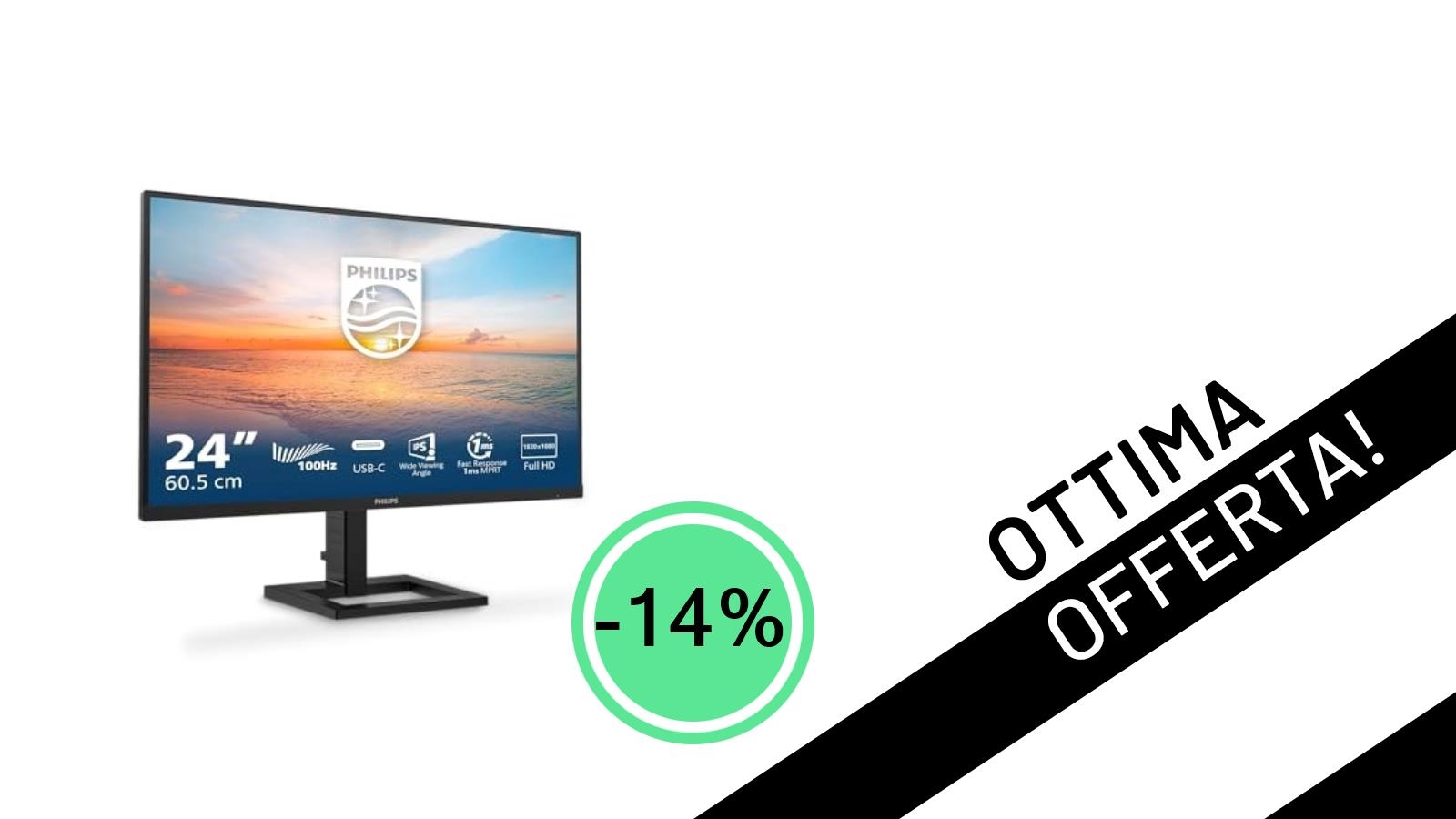 Non perdere il Monitor Philips da 24" con USB-C e altezza regolabile a soli 119€!