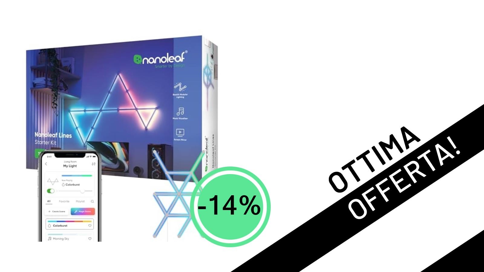 Trasforma la Tua Casa: Nanoleaf Lines 60 Degrees Starter Kit in Offerta Scontata del 14%!