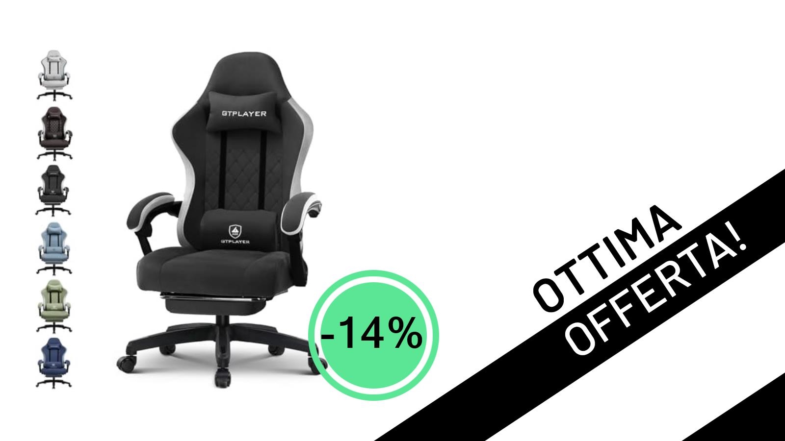 Offerta Imperdibile: La Sedia Gaming GTPLAYER Ergonomica Scontata del 14% a Soli 128,60€!