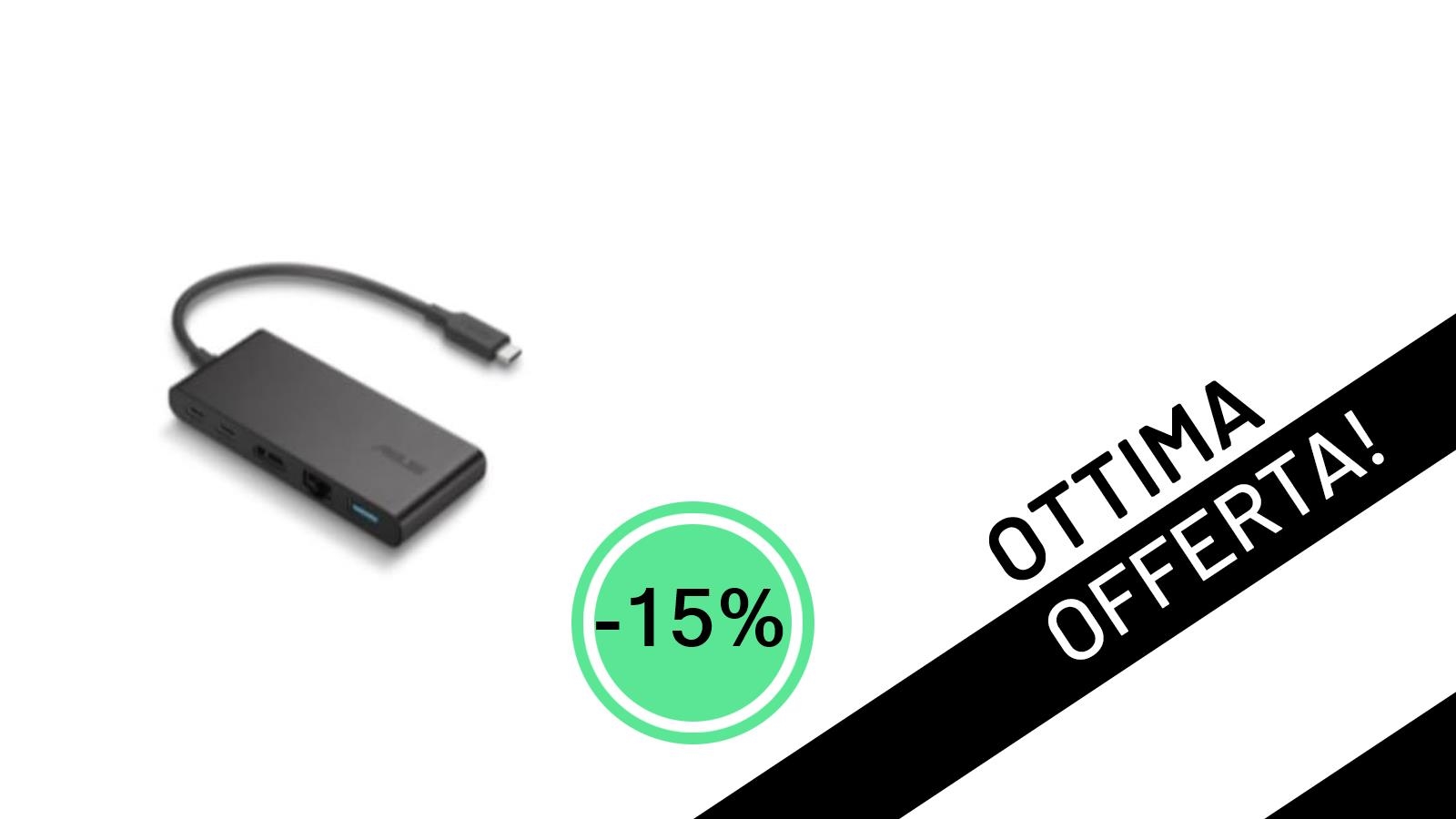 Offerta Flash: ASUS Hub USB-C DC201 Nero al 15% di Sconto, Solo 77,79€!