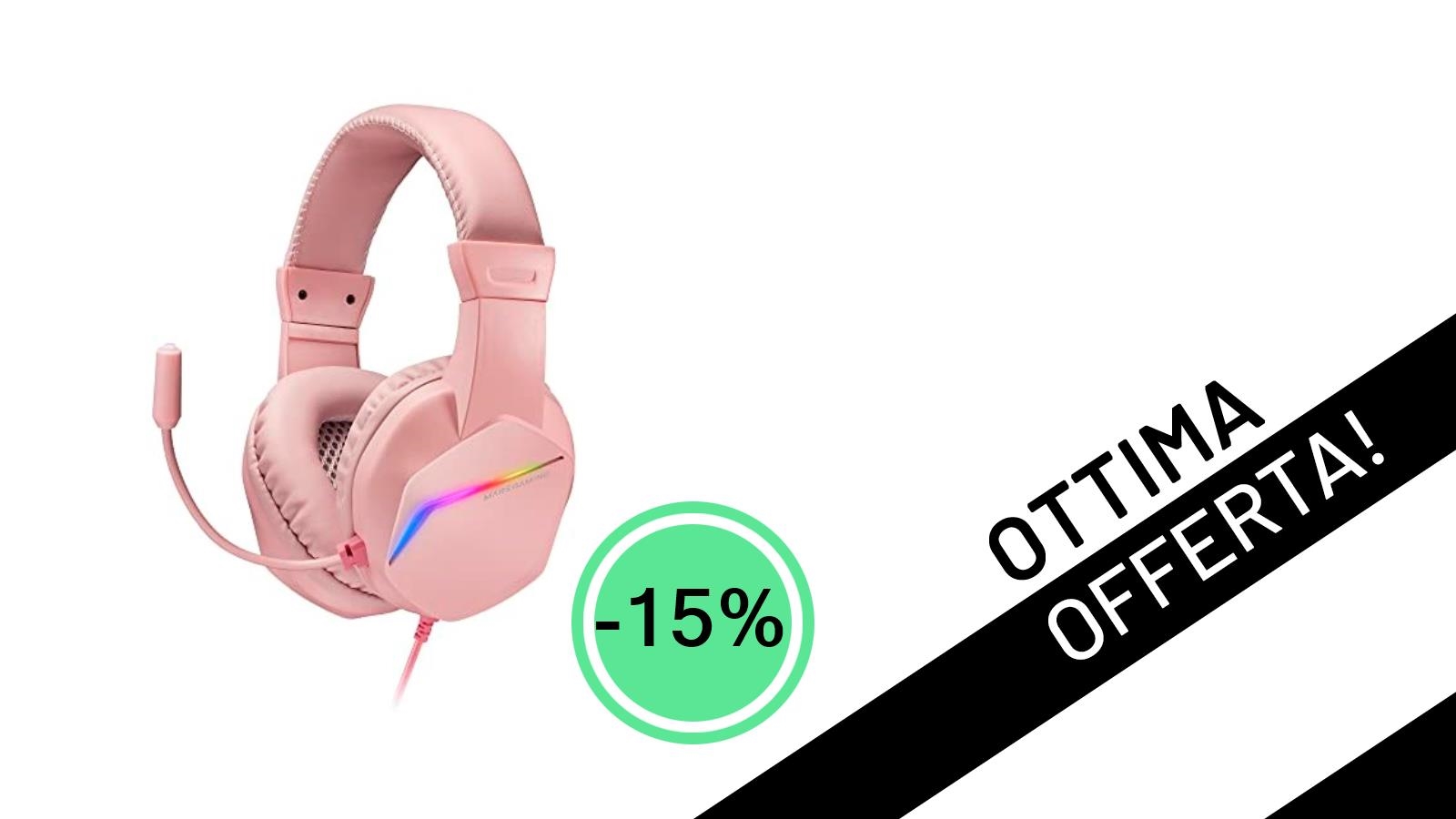 Mars Gaming MH122: Le Cuffie da Gioco Rosa con FRGB Scontate del 15% a Soli 15,22€!