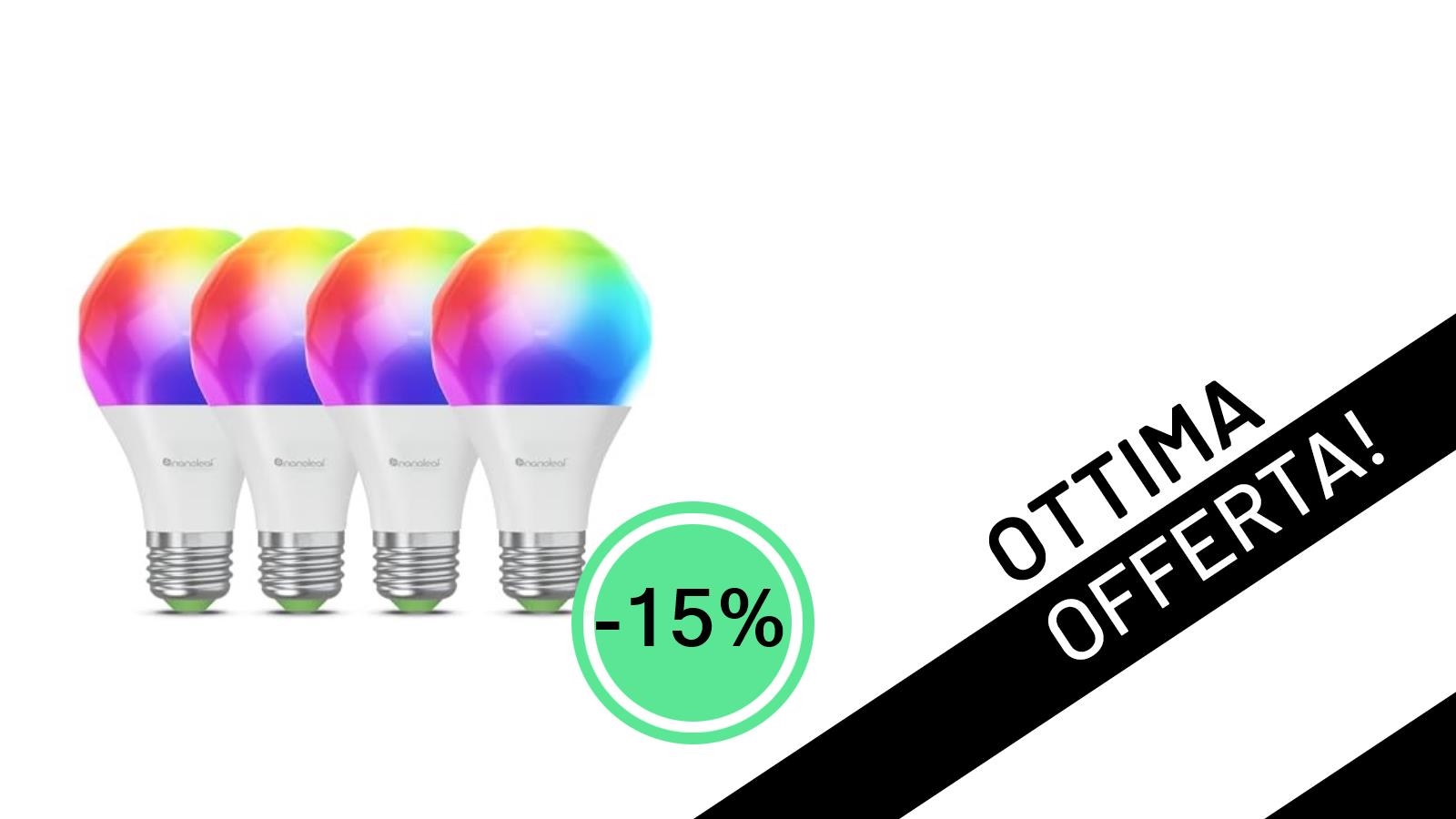 Le Lampadine Smart Nanoleaf E27 (RGB, WiFi, Matter) a un Prezzo Irresistibile: Pacco da 4 a soli 36,99€!
