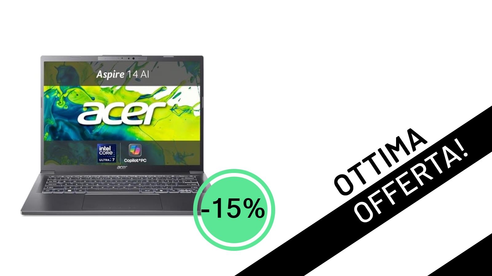Acer Aspire 14 AI Laptop: L'Intelligenza Artificiale Incontra l'OLED con uno Sconto del 15% Imperdibile!