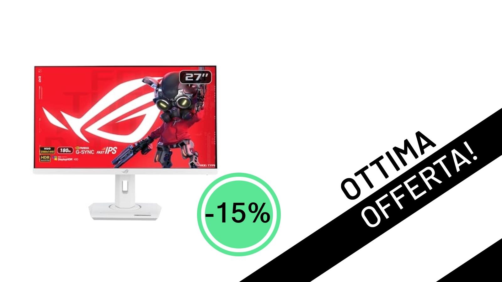 Offerta Imperdibile! Il Monitor Gaming ASUS ROG Strix XG27ACS-W Scende a soli 312€