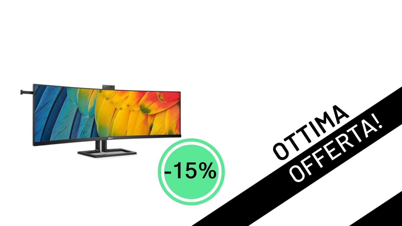 Maxi Schermo Curvo Philips 45B1U6900C: L'Offerta DQHD che non ti Aspetti a 721€!