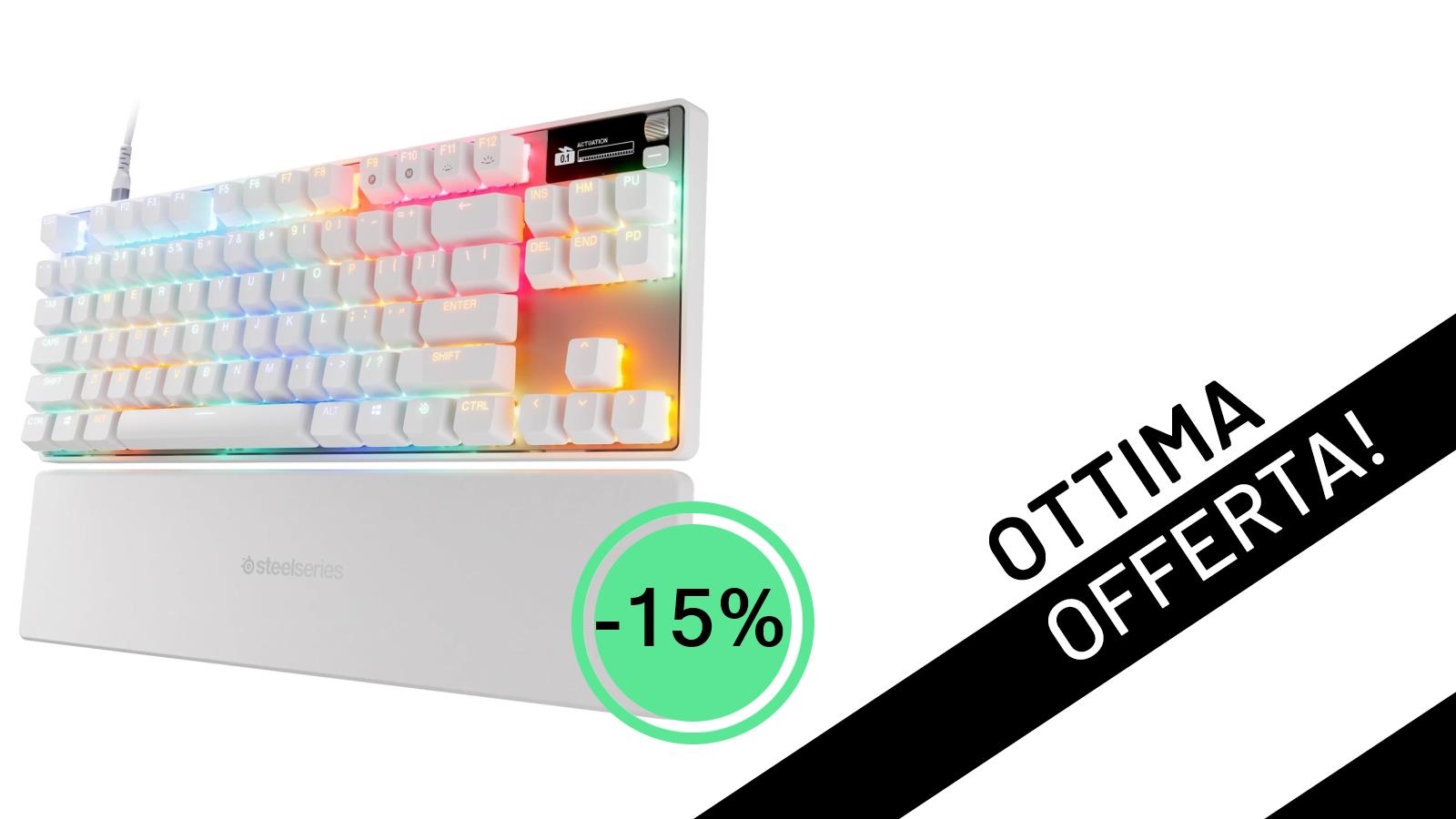 Offerta imperdibile: La SteelSeries Apex Pro TKL Gen 3 White con Switch OmniPoint 3.0 crolla a soli 179,99€!