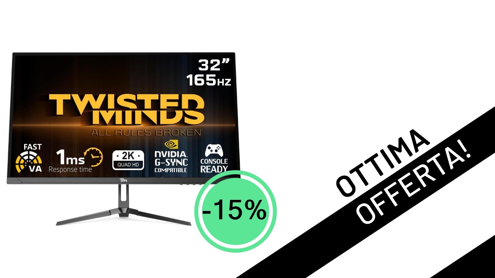 Monitor Twisted Minds 32'' QHD 180Hz: L'Offerta Imperdibile per i Gamer!