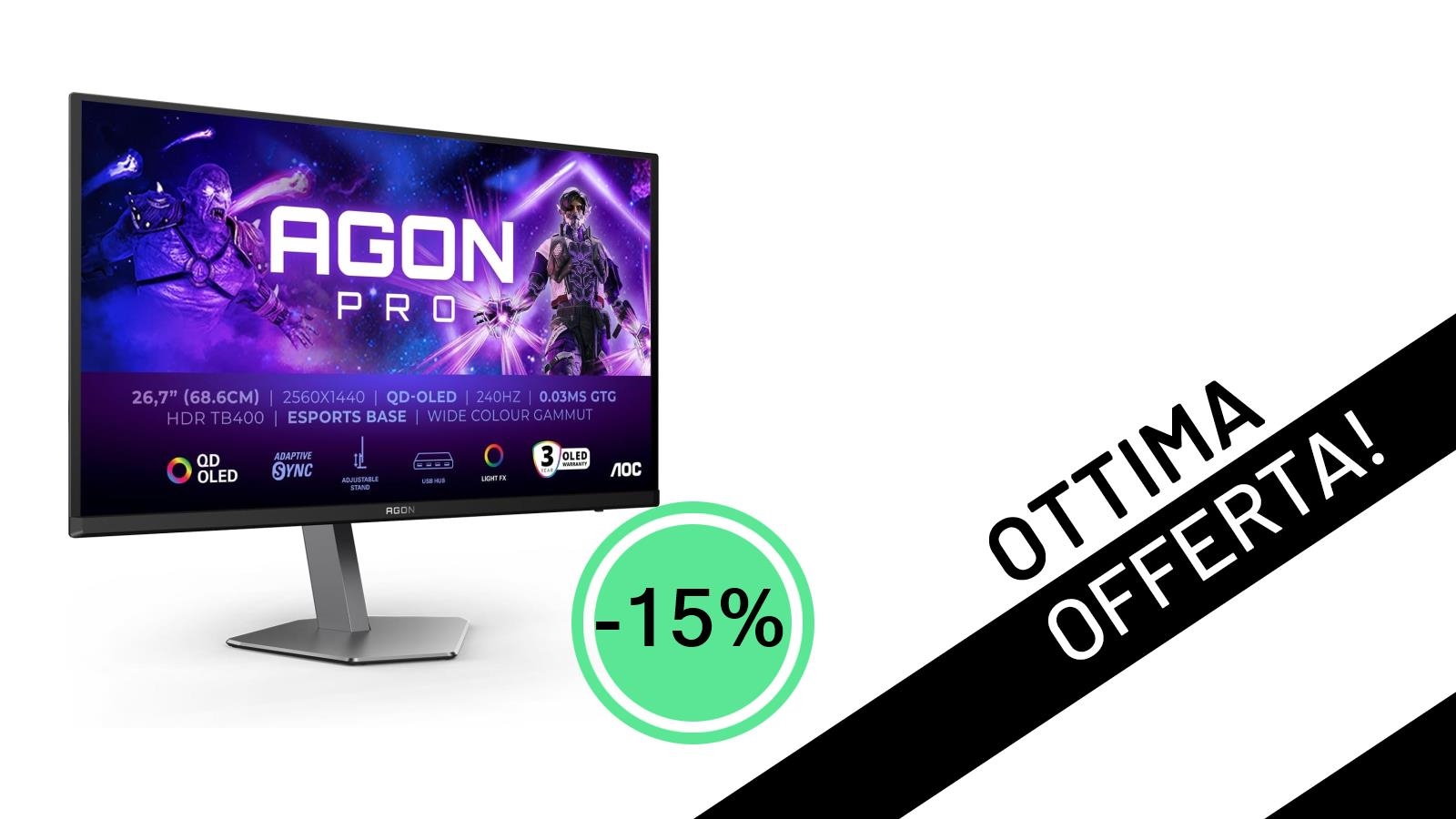 Offerta Imperdibile: Il Monitor AOC QD-OLED da 240Hz Scende a Soli 449€!