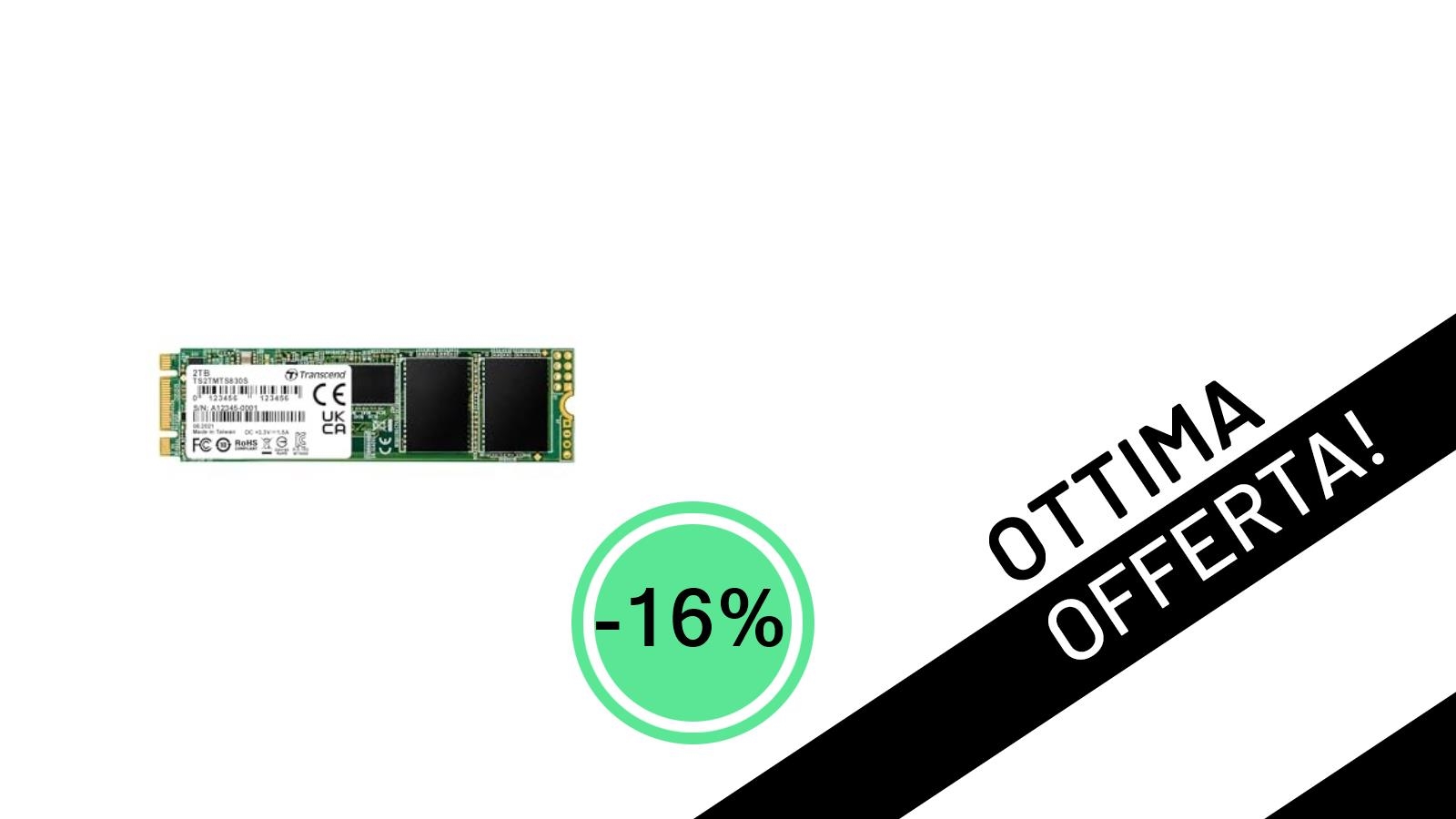 Offerta imperdibile: SSD Transcend MTS830S da 2TB con il -16% di sconto a soli 213,49€!