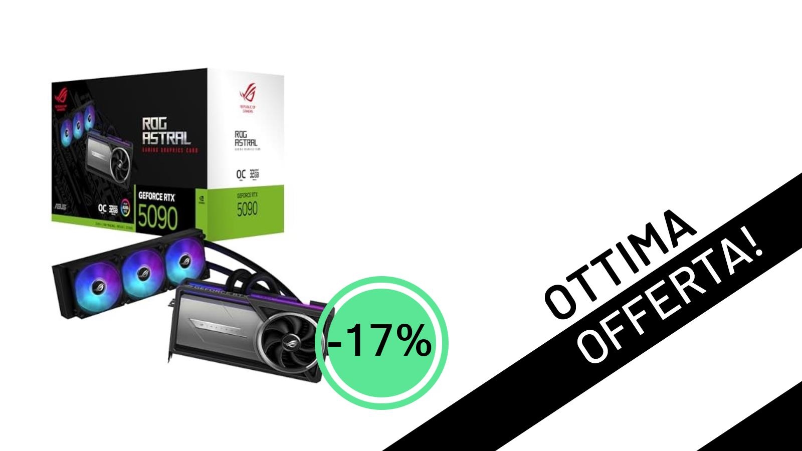 Offerta lampo: l'ASUS ROG Astral LC GeForce RTX 5090 OC Edition, la scheda grafica definitiva, è tua con il 17% di sconto!