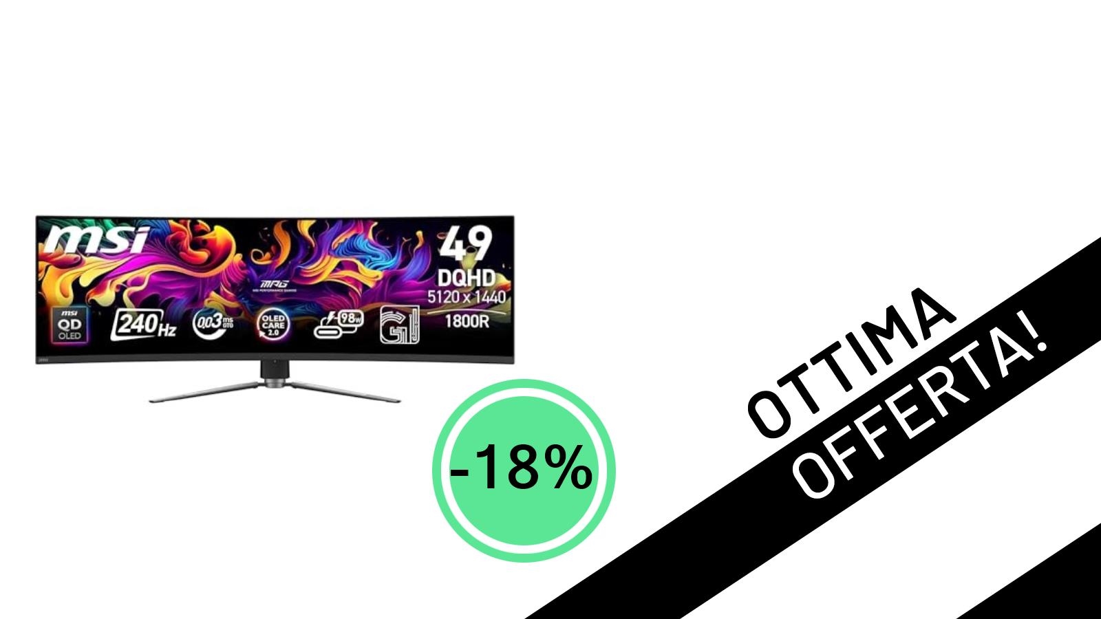 Offerta imperdibile: il monitor MSI MPG 491CQPX QD-OLED 49" è tuo con il 18% di sconto!
