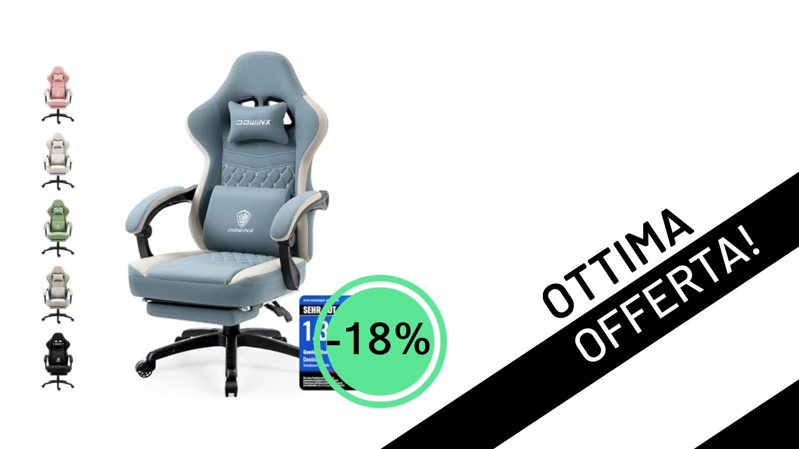 Sedia Gaming Dowinx con poggiapiedi: L'offerta imperdibile a soli 139,99€!