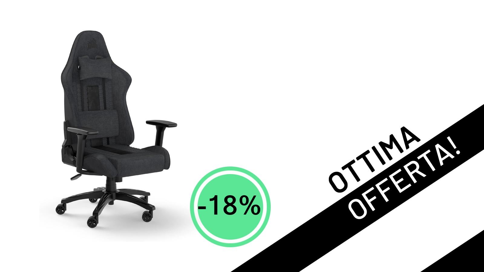 Un'Occasione da Non Perdere: La Sedia Gaming Corsair TC100 Relaxed in Tessuto Scontata del 18% a soli 179,90€!