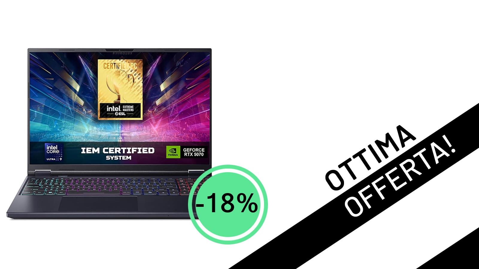 Acer Predator Helios Neo 16: Il Notebook Gaming AI PHN16-73-91XB al -18%, un Affare da Non Perdere!