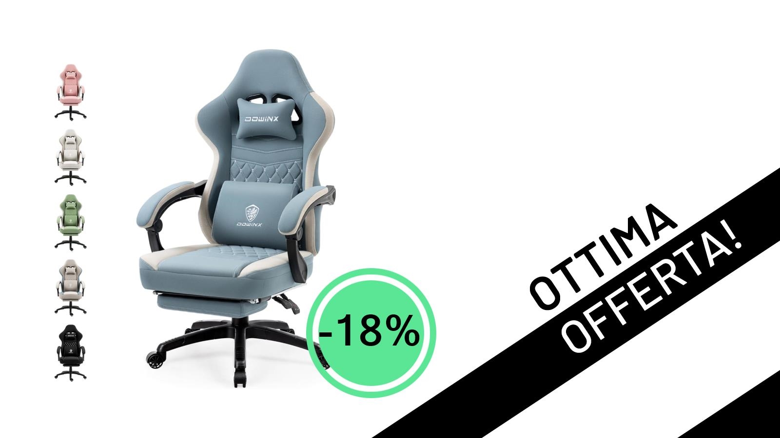 Sedia Gaming Dowinx con poggiapiedi: L'offerta imperdibile a soli 139,99€!
