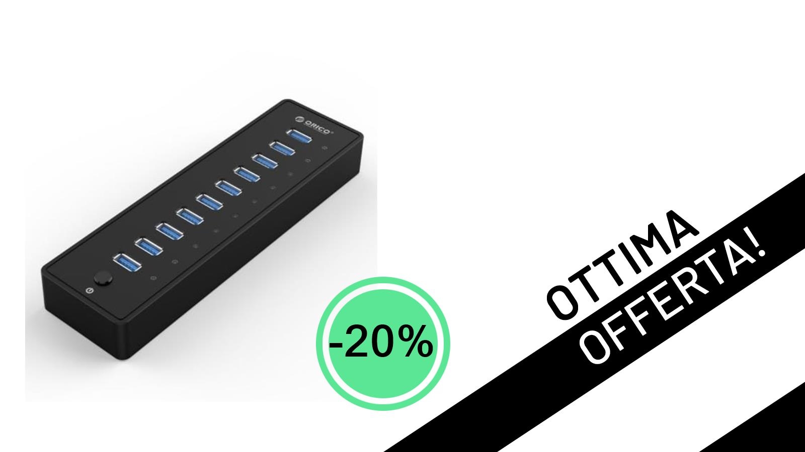 ORICO Hub USB 3.0 a 10 Porte: Connettività Senza Limiti con il 20% di Sconto!