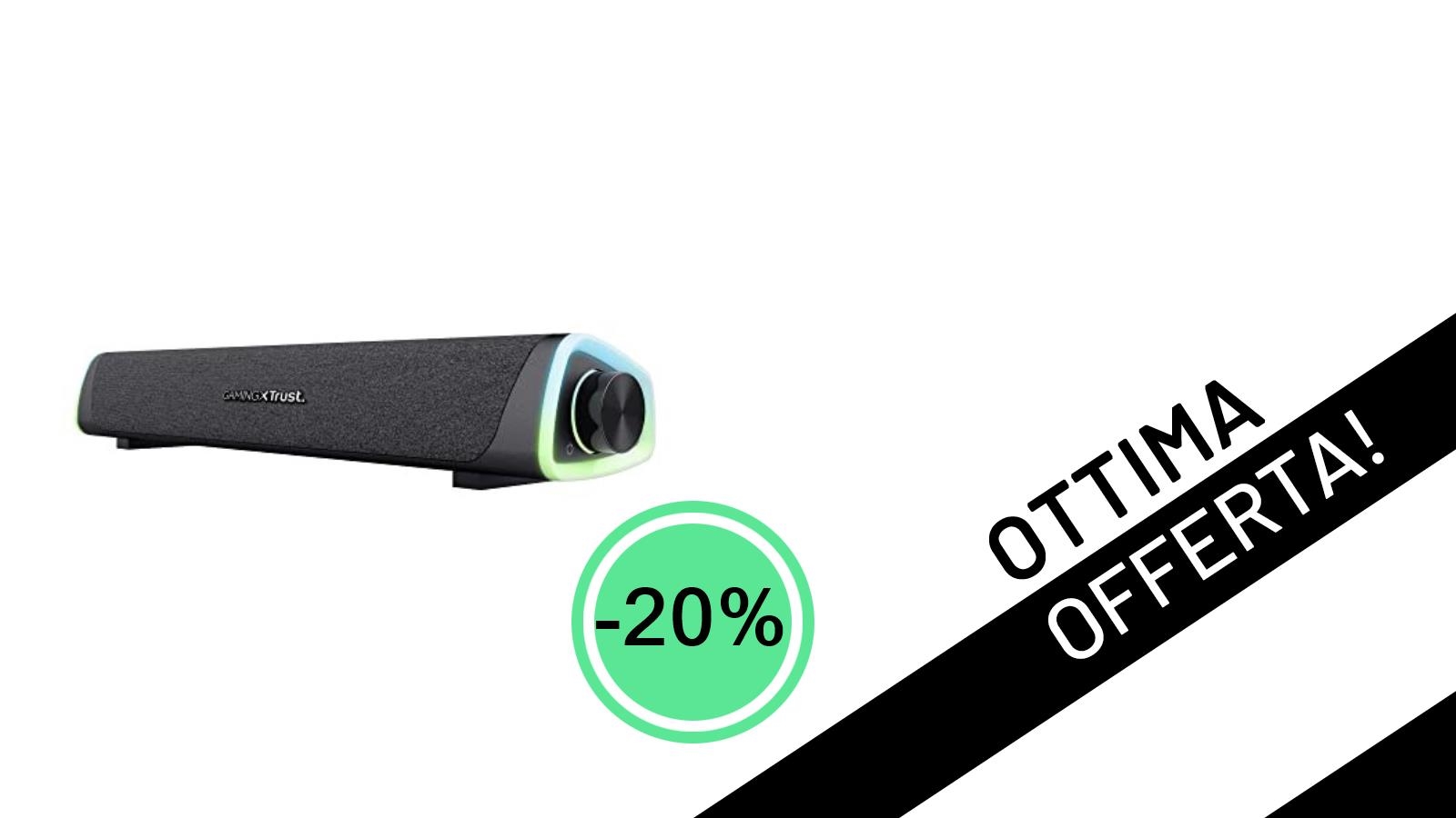 Illumina il tuo setup: la soundbar Trust Gaming GXT 620 Axon RGB è tua a soli 19,99€!