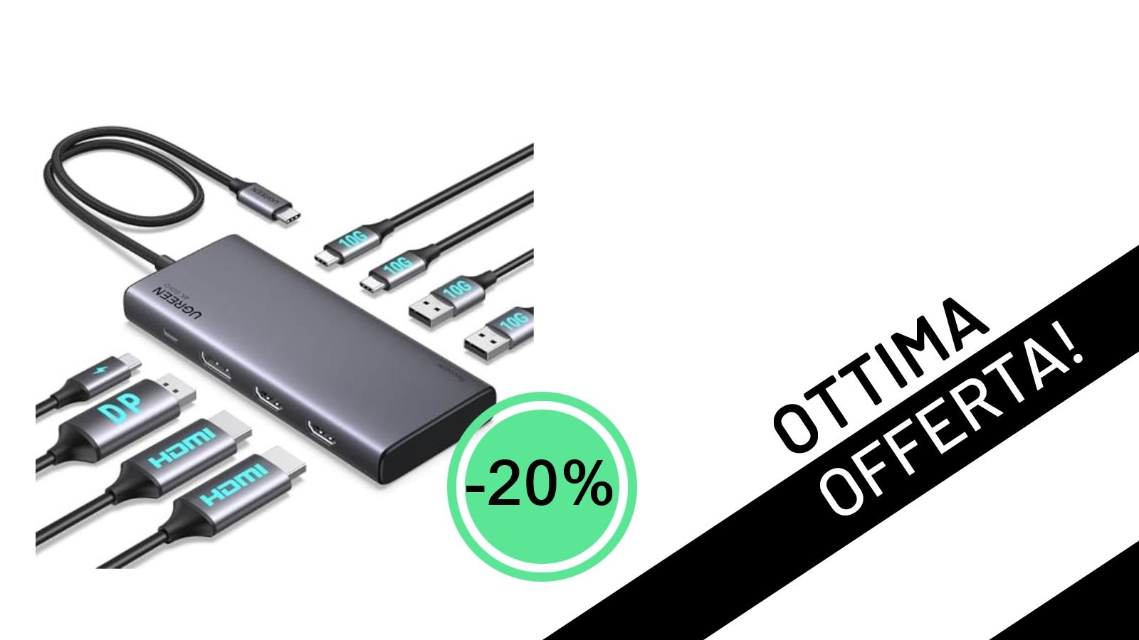 UGREEN Revodok Pro 308: L'Hub USB C Triplo Schermo in offerta imperdibile al -20%!