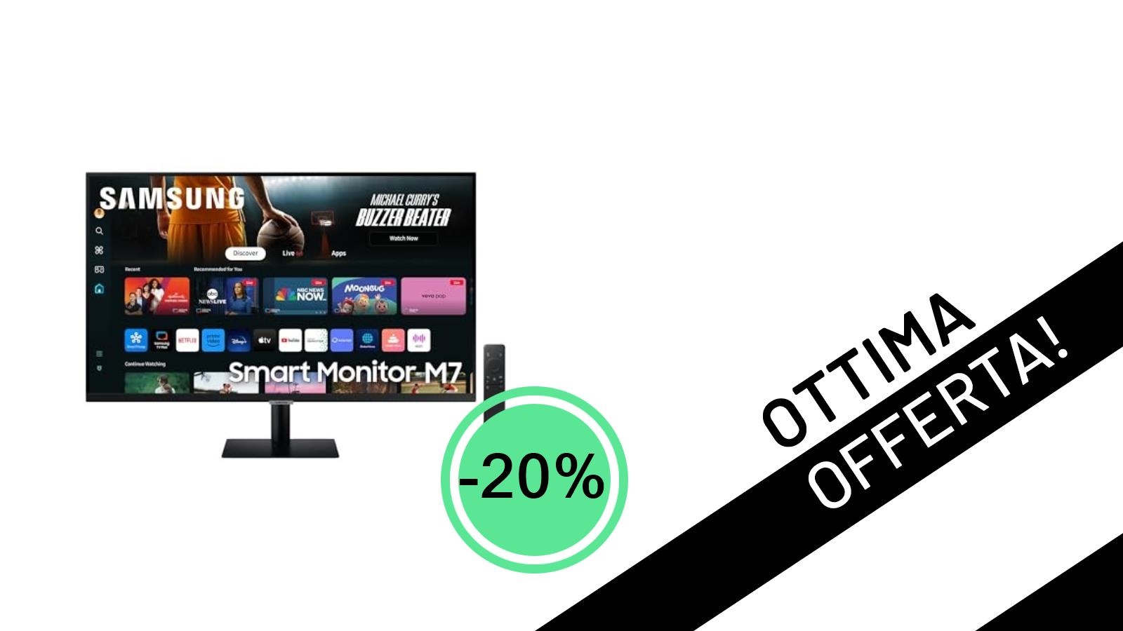 Samsung Smart Monitor M7: L'UHD 4K Intelligente a soli 279,99€ con il -20%!