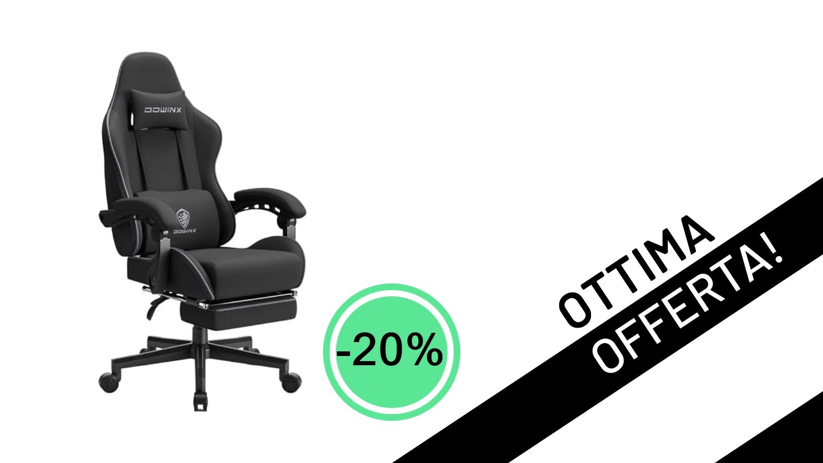 La sedia gaming Dowinx ergonomica è tua con il 20% di sconto: solo 135,99€!