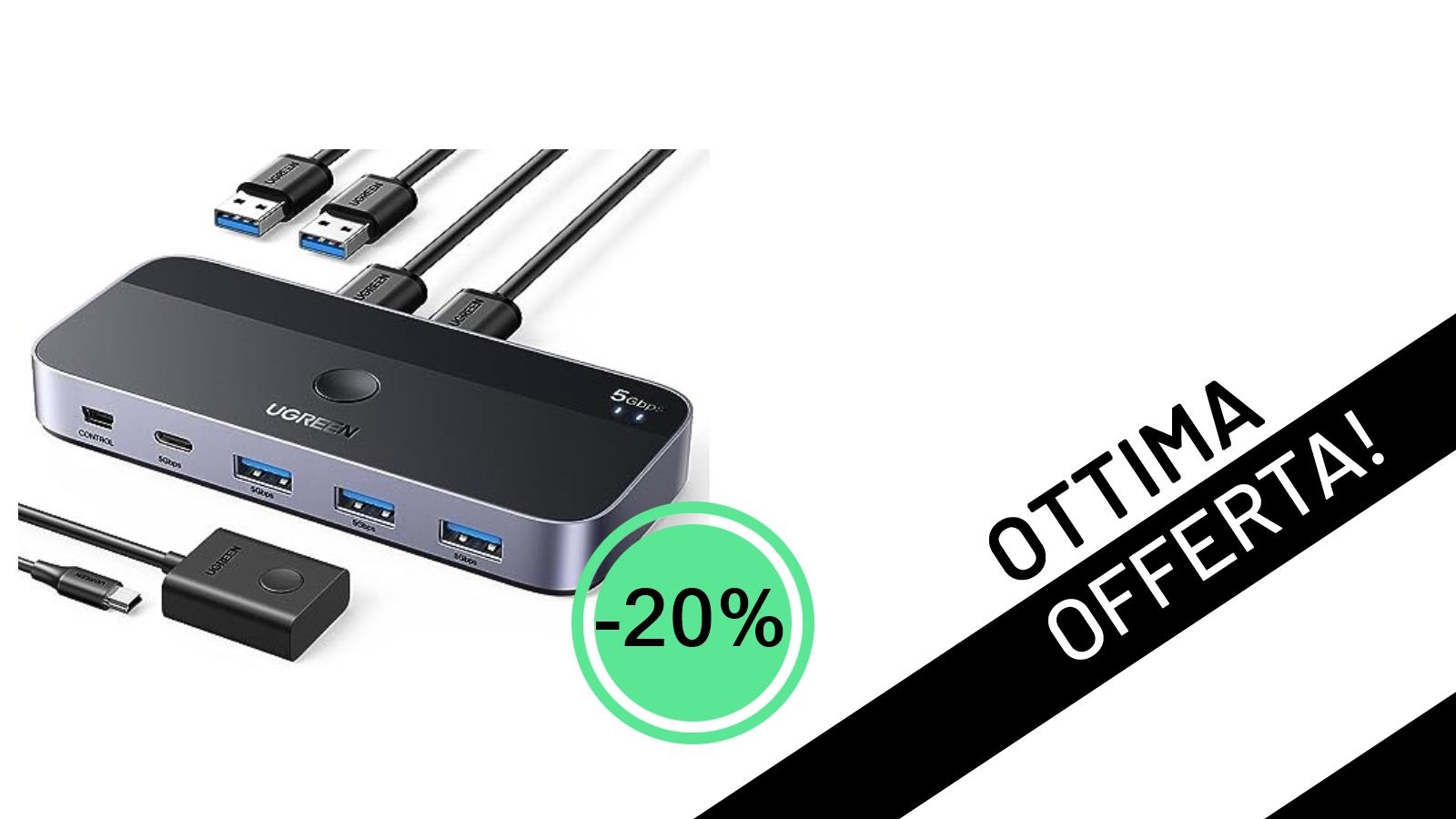 Offerta Imperdibile! Lo Switch KVM USB 3.0 UGREEN 5 Gbps Scontato del 20% a Soli 29,59€