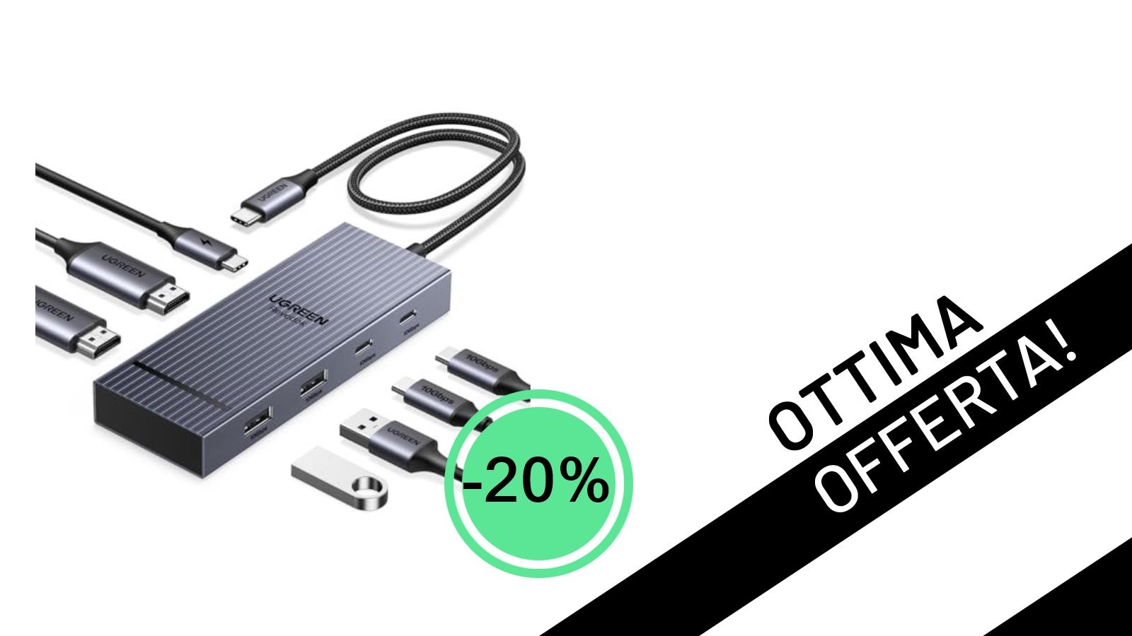 UGREEN Revodok Pro 207: L'Hub USB C 7-in-1 con Doppio HDMI 4K al Minimo Storico (-20%)!