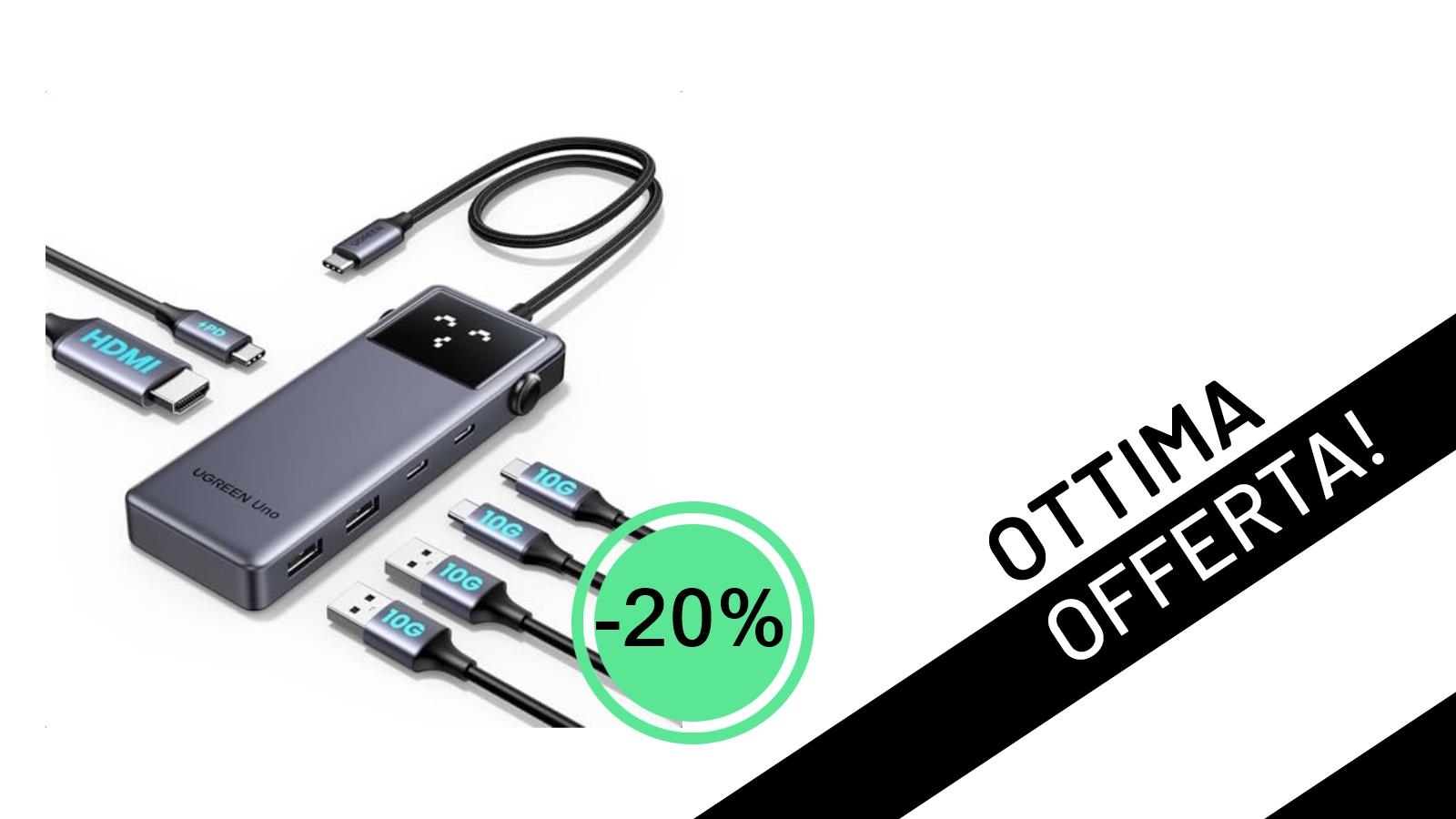 Offerta Imperdibile: UGREEN Uno Hub USB C 10Gbps con HDMI 4K e PD 100W Scontato del 20%!